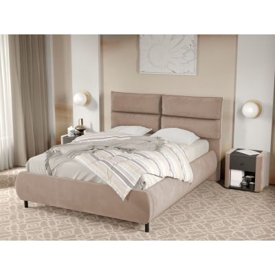 Pat Tapitat Cairo fix cu perne pe spatar Bej - Velluto 3 160x200