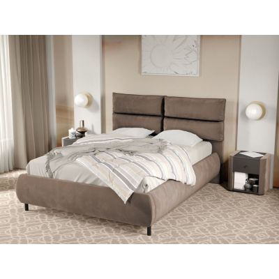 Pat Tapitat Cairo fix cu perne pe spatar Cappuccino - Velluto 29 140x200