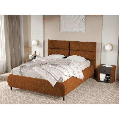 Pat Tapitat Cairo fix cu perne pe spatar Caramiziu - Eden 10 180x200