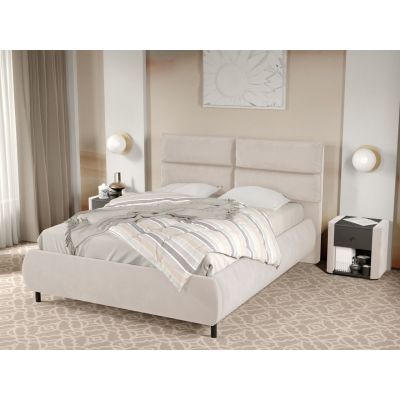 Pat Tapitat Cairo fix cu perne pe spatar Crem - Velluto 2 140x200