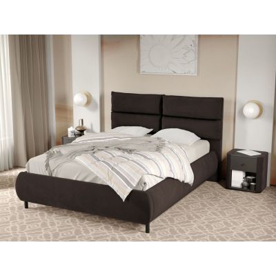 Pat Tapitat Cairo fix cu perne pe spatar Maro - Velluto 6 180x200