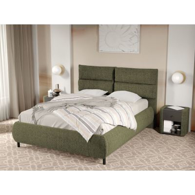 Pat Tapitat Cairo fix cu perne pe spatar Verde inchis - Eden 12 180x200