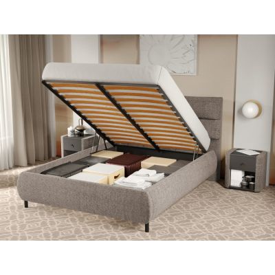 Pat Tapitat Cairo rabatabil cu perne pe spatar Bej - Eden 4 180x200