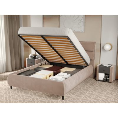 Pat Tapitat Cairo rabatabil cu perne pe spatar Bej - Velluto 3 140x200