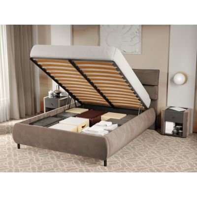 Pat Tapitat Cairo rabatabil cu perne pe spatar Cappuccino - Velluto 29 180x200