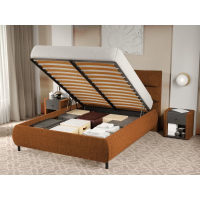 Pat Tapitat Cairo rabatabil cu perne pe spatar Caramiziu - Eden 10 180x200