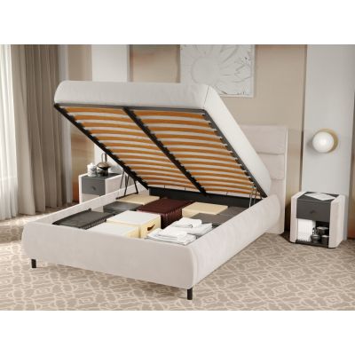 Pat Tapitat Cairo rabatabil cu perne pe spatar Crem - Velluto 2 160x200