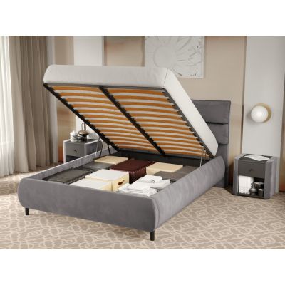 Pat Tapitat Cairo rabatabil cu perne pe spatar Gri - Velluto 16 140x200