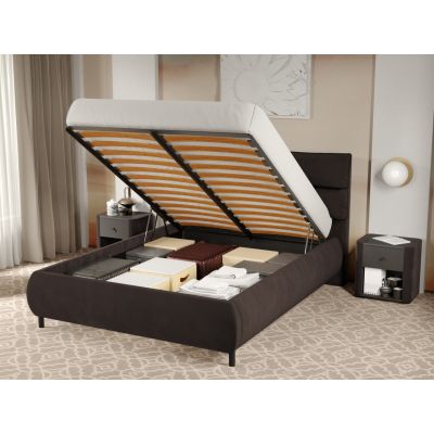 Pat Tapitat Cairo rabatabil cu perne pe spatar Maro - Velluto 6 180x200