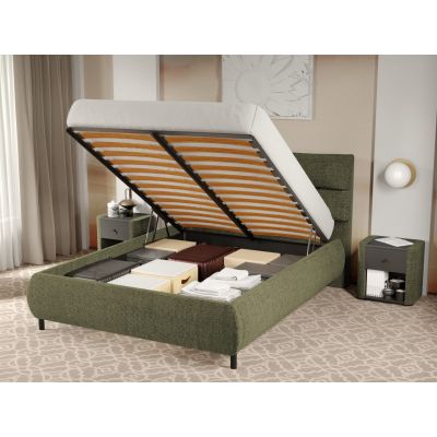 Pat Tapitat Cairo rabatabil cu perne pe spatar Verde inchis - Eden 12 160x200