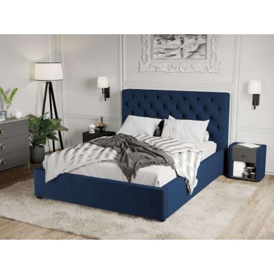 Pat Tapitat Catifea Riviera cu somiera fixa Albastru inchis - Riviera 81 140x200
