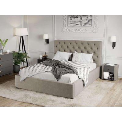 Pat Tapitat Catifea Riviera cu somiera fixa Bej - Velluto 1 160x200