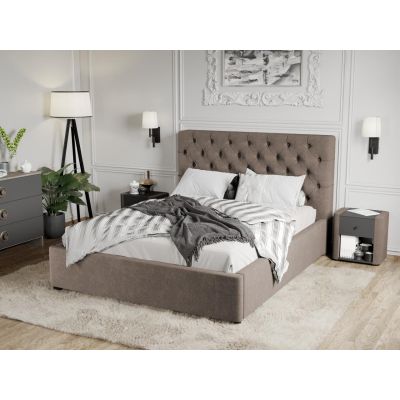 Pat Tapitat Catifea Riviera cu somiera fixa Cappuccino Velluto 29 180x200