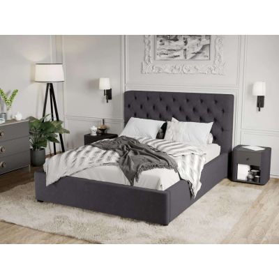 Pat Tapitat Catifea Riviera cu somiera fixa Gri Inchis - Velluto 19 180x200