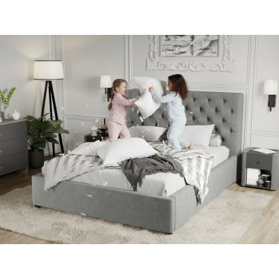 Pat Tapitat Catifea Riviera cu somiera fixa Gri - Velluto 16 140x200