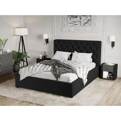 Pat Tapitat Catifea Riviera cu somiera fixa Negru - Riviera 100 180x200