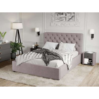 Pat Tapitat Catifea Riviera cu somiera fixa Roz - Riviera 62 140x200