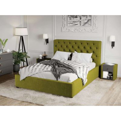 Pat Tapitat Catifea Riviera cu somiera fixa Verde deschis - Riviera 36 140x200