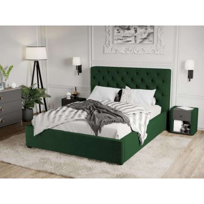 Pat Tapitat Catifea Riviera cu somiera fixa Verde inchis - Riviera 38 140x200