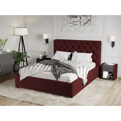 Pat Tapitat Catifea Riviera cu somiera fixa Visiniu Velluto 32 160x200