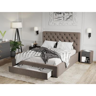 Pat Tapitat Catifea Riviera cu somiera si sertar Cappuccino Velluto 29 160x200