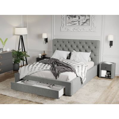 Pat Tapitat Catifea Riviera cu somiera si sertar Gri - Velluto 16 160x200
