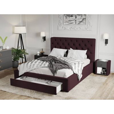 Pat Tapitat Catifea Riviera cu somiera si sertar Mov - Riviera 69 160x200