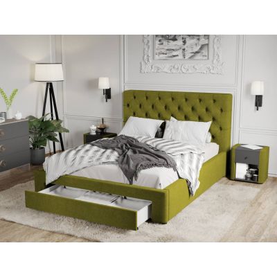 Pat Tapitat Catifea Riviera cu somiera si sertar Verde deschis - Riviera 36 160x200