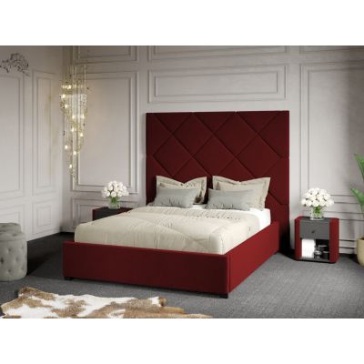 Pat Tapitat cu Panou 191x170 C2 Dubai cu somiera fixa Grena - Velluto 7 140x200