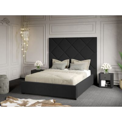 Pat Tapitat cu Panou 191x170 C2 Dubai cu somiera fixa Gri Inchis - Velluto 19 160x200