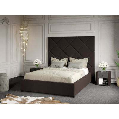 Pat Tapitat cu Panou 191x170 C2 Dubai cu somiera fixa Maro - Velluto 6 180x200