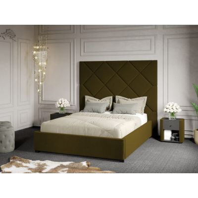 Pat Tapitat cu Panou 191x170 C2 Dubai cu somiera fixa Verde - Velluto 35 140x200