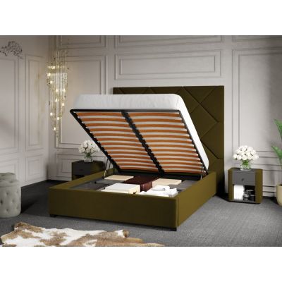 Pat Tapitat cu Panou 191x170 C2 Dubai pentru saltea de 190 rabatabil cu lada Verde - Velluto 35 140x190