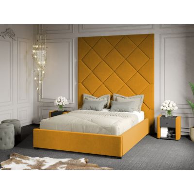 Pat Tapitat cu Panou 191x228 C1 Dubai cu somiera fixa Galben - Velluto 8 180x200