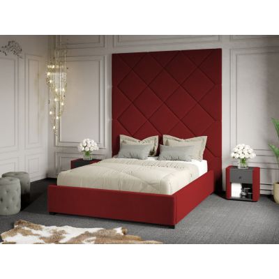 Pat Tapitat cu Panou 191x228 C1 Dubai cu somiera fixa Grena - Velluto 7 140x200