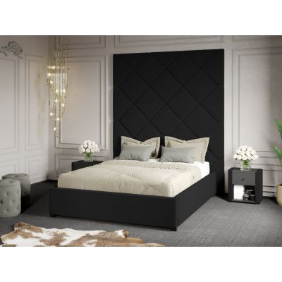 Pat Tapitat cu Panou 191x228 C1 Dubai cu somiera fixa Gri Inchis - Velluto 19 160x200