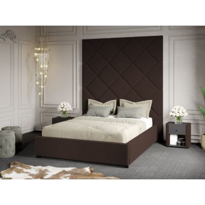 Pat Tapitat cu Panou 191x228 C1 Dubai cu somiera fixa Maro - Velluto 6 180x200