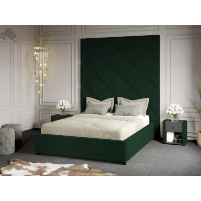 Pat Tapitat cu Panou 191x228 C1 Dubai cu somiera fixa Verde Inchis - Velluto 27 180x200