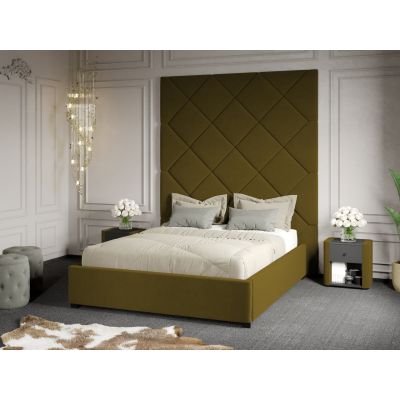 Pat Tapitat cu Panou 191x228 C1 Dubai cu somiera fixa Verde - Velluto 35 140x200