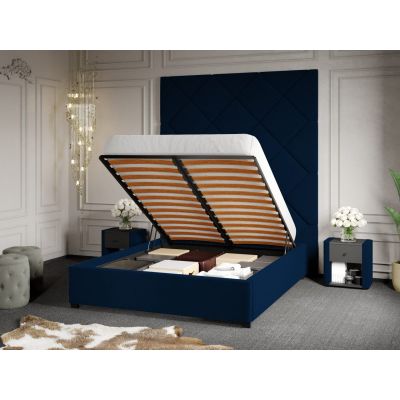 Pat Tapitat cu Panou 191x228 C1 Dubai pentru saltea de 190 rabatabil cu lada Albastru - Velluto 25 160x190