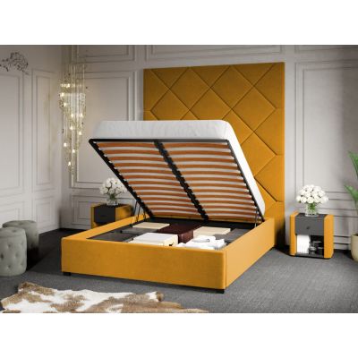 Pat Tapitat cu Panou 191x228 C1 Dubai pentru saltea de 190 rabatabil cu lada Galben - Velluto 8 140x190