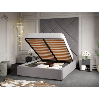 Pat Tapitat cu Panou 191x228 C1 Dubai pentru saltea de 190 rabatabil cu lada Gri - Velluto 16 140x190