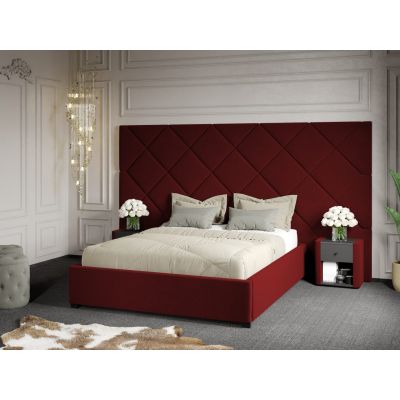 Pat Tapitat cu Panou 305x171 C4 Dubai cu somiera fixa Grena - Velluto 7 160x200