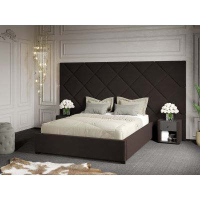 Pat Tapitat cu Panou 305x171 C4 Dubai cu somiera fixa Maro - Velluto 6 180x200