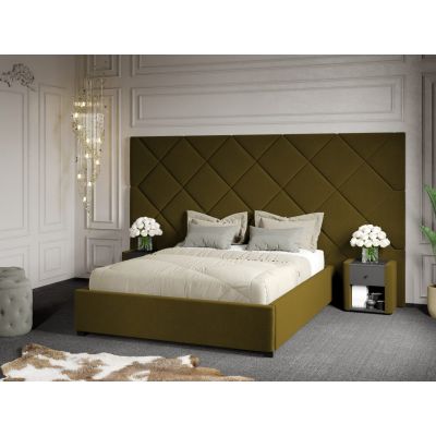 Pat Tapitat cu Panou 305x171 C4 Dubai cu somiera fixa Verde - Velluto 35 160x200