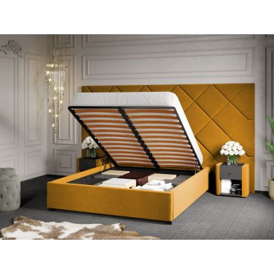 Pat Tapitat cu Panou 305x171 C4 Dubai pentru saltea de 190 rabatabil cu lada Galben - Velluto 8 140x190