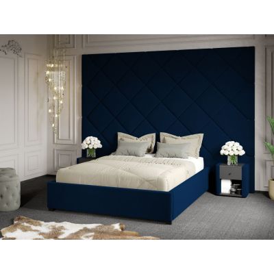 Pat Tapitat cu Panou 305x228 C3 Dubai cu somiera fixa Albastru - Velluto 25 180x200