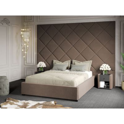 Pat Tapitat cu Panou 305x228 C3 Dubai cu somiera fixa Cappuccino - Velluto 29 180x200