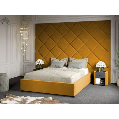 Pat Tapitat cu Panou 305x228 C3 Dubai cu somiera fixa Galben - Velluto 8 160x200