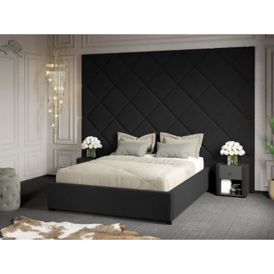 Pat Tapitat cu Panou 305x228 C3 Dubai cu somiera fixa Gri Inchis - Velluto 19 140x200